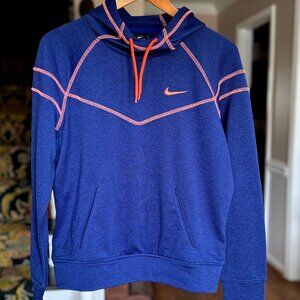 Nike Dri-Fit Navy Coral Funnel Neck Contrast Pullover Hoodie Womens Size M/L